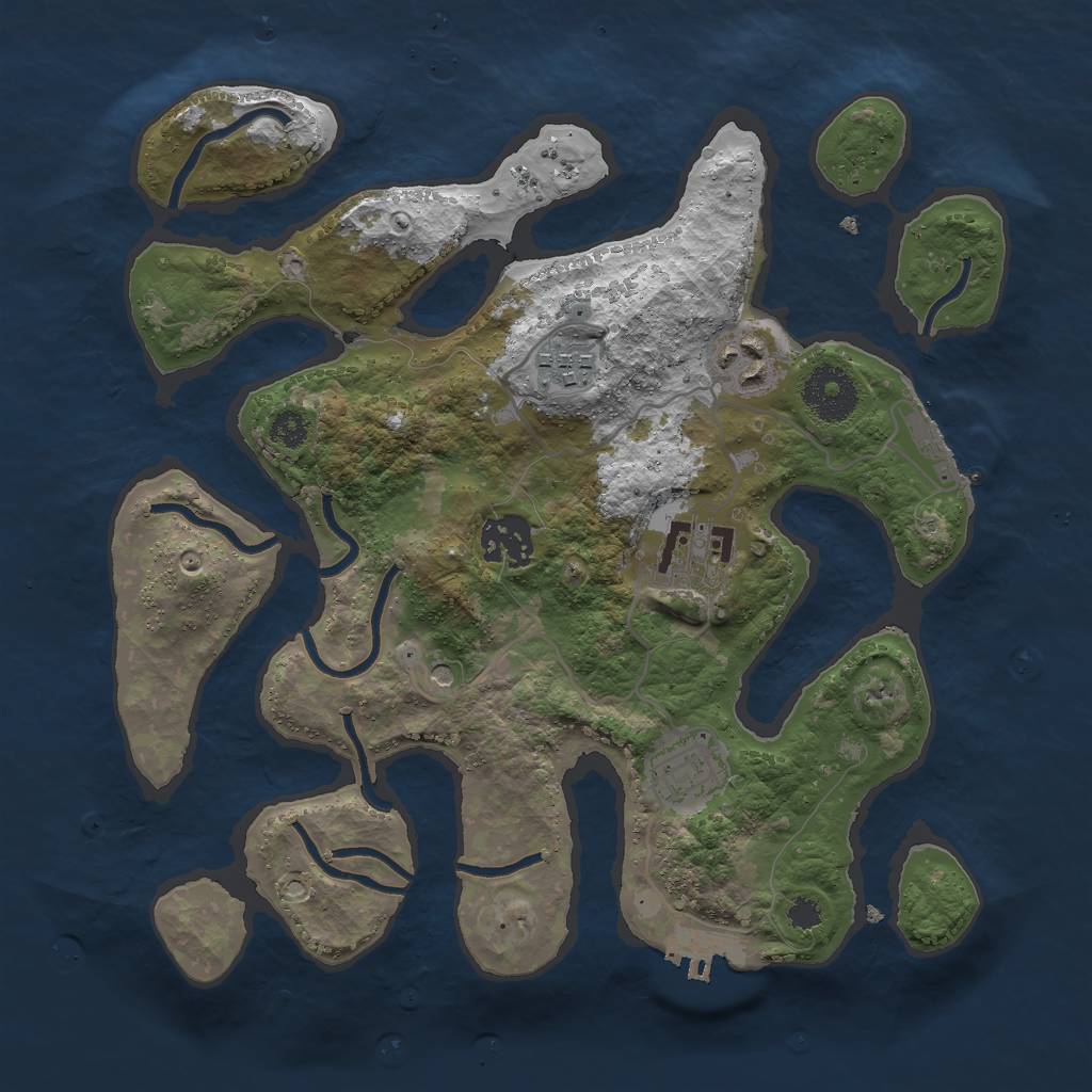 Rust Map: Procedural Map, Size: 3000, Seed: 19576, 10 Monuments