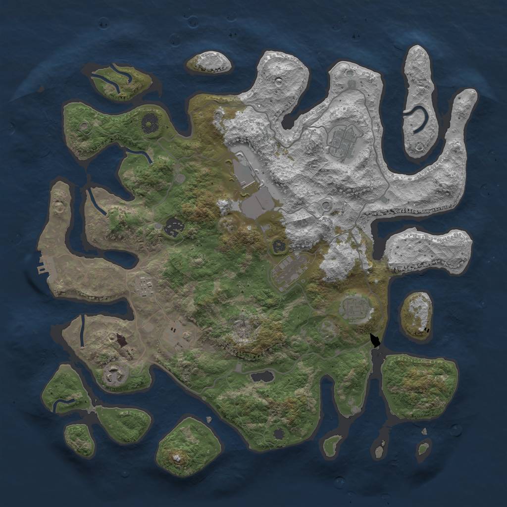 Rust Map: Procedural Map, Size: 4000, Seed: 123511, 12 Monuments