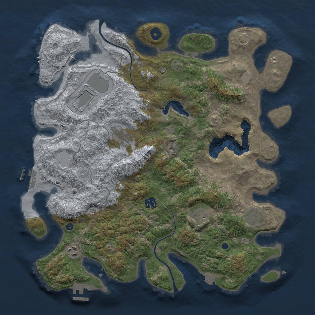 Rust Map: Procedural Map, Size: 4000, Seed: 623808, 12 Monuments