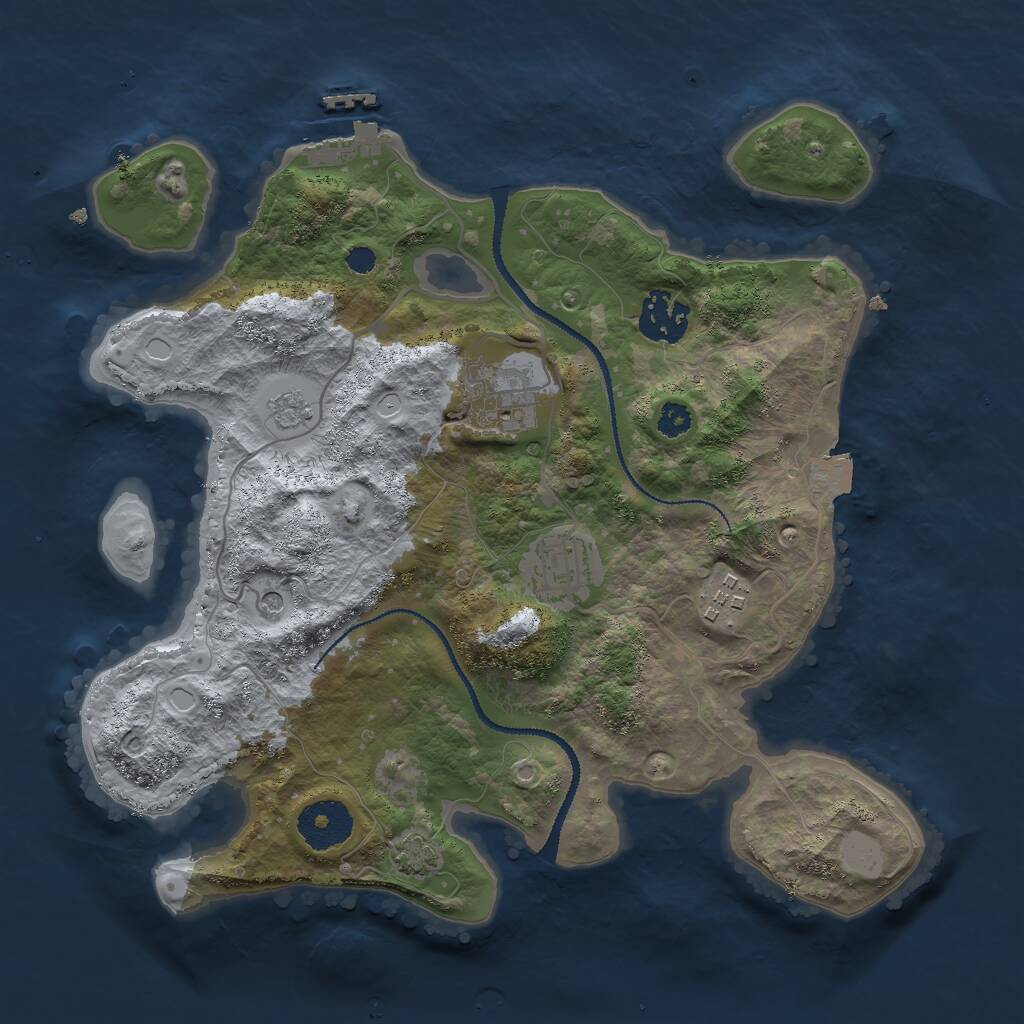 Rust Map: Procedural Map, Size: 3000, Seed: 52477, 9 Monuments