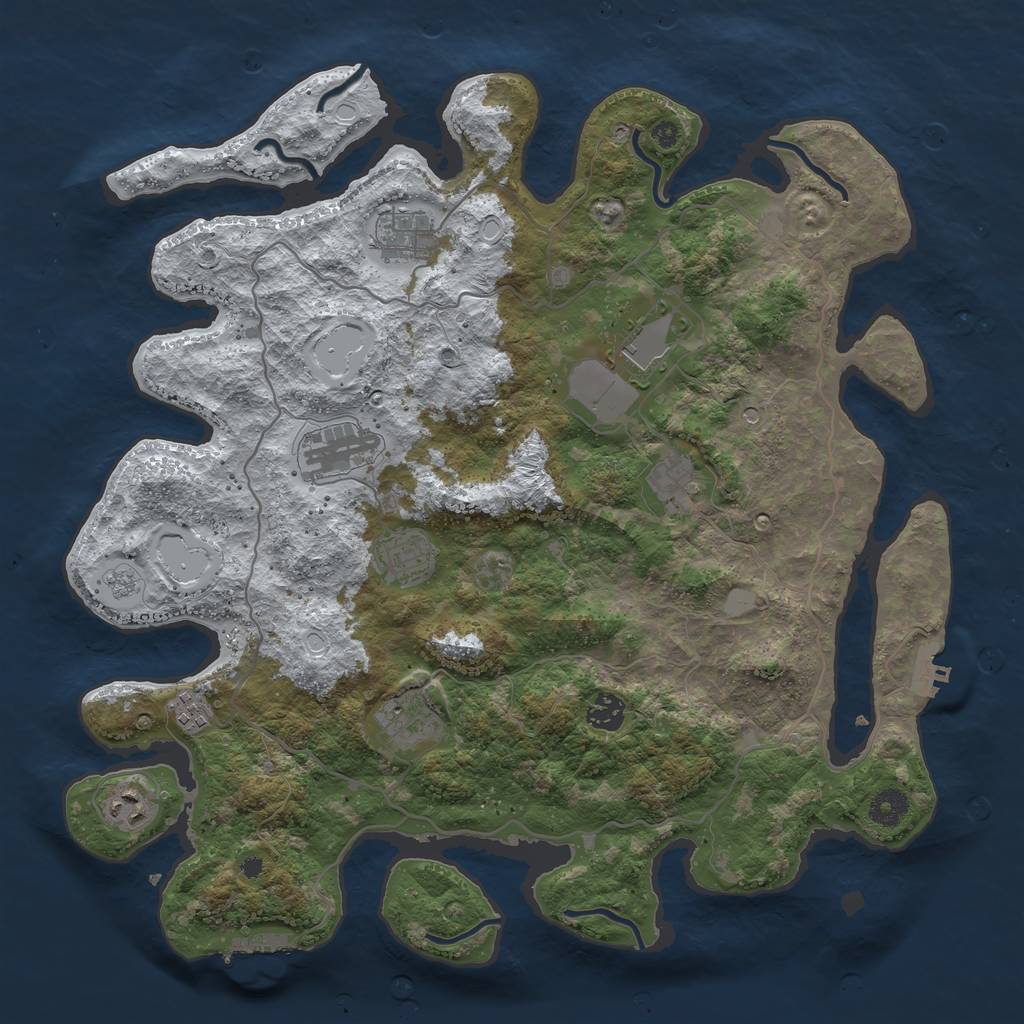 Rust Map: Procedural Map, Size: 4000, Seed: 330246, 18 Monuments