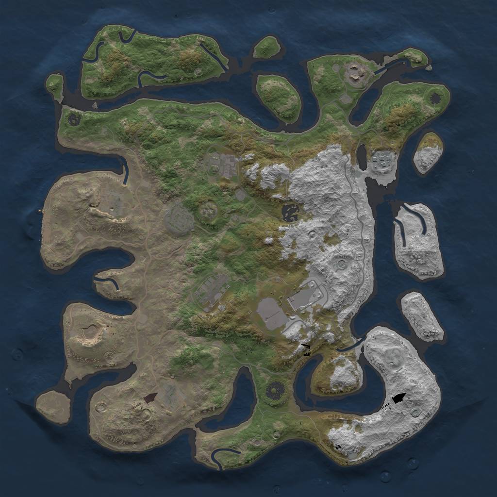 Rust Map: Procedural Map, Size: 4000, Seed: 2323666, 14 Monuments