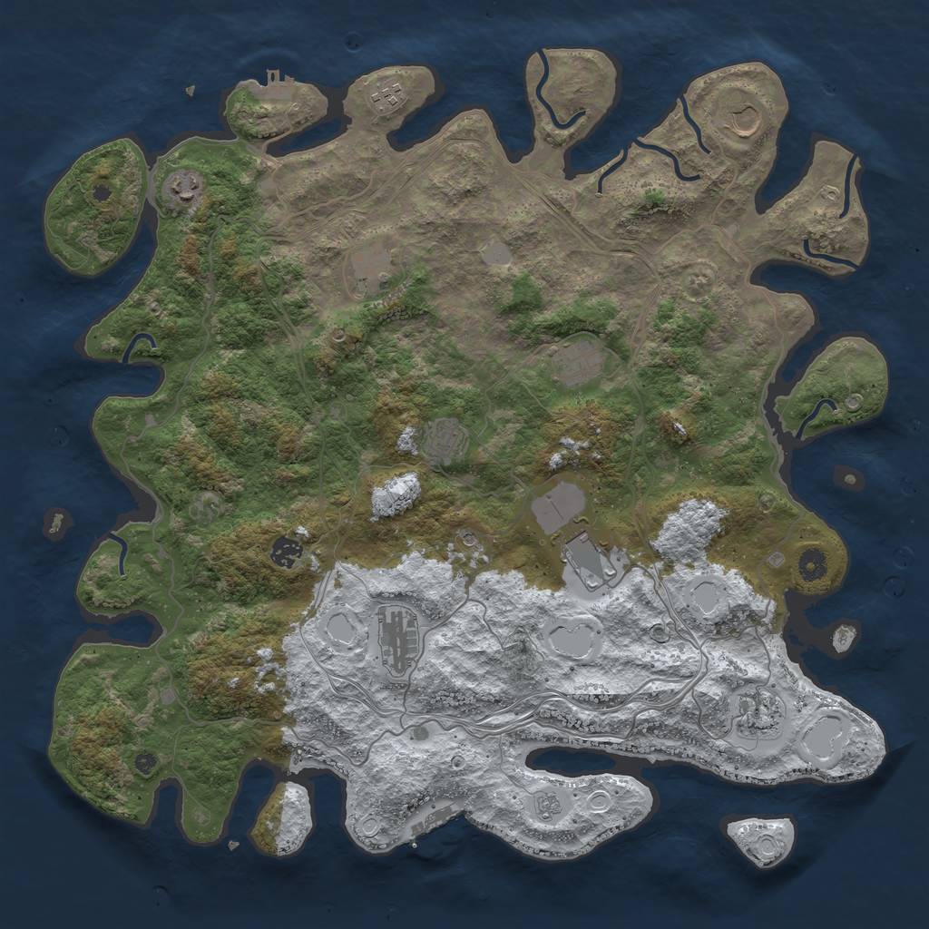 Rust Map: Procedural Map, Size: 4500, Seed: 2021881169, 19 Monuments