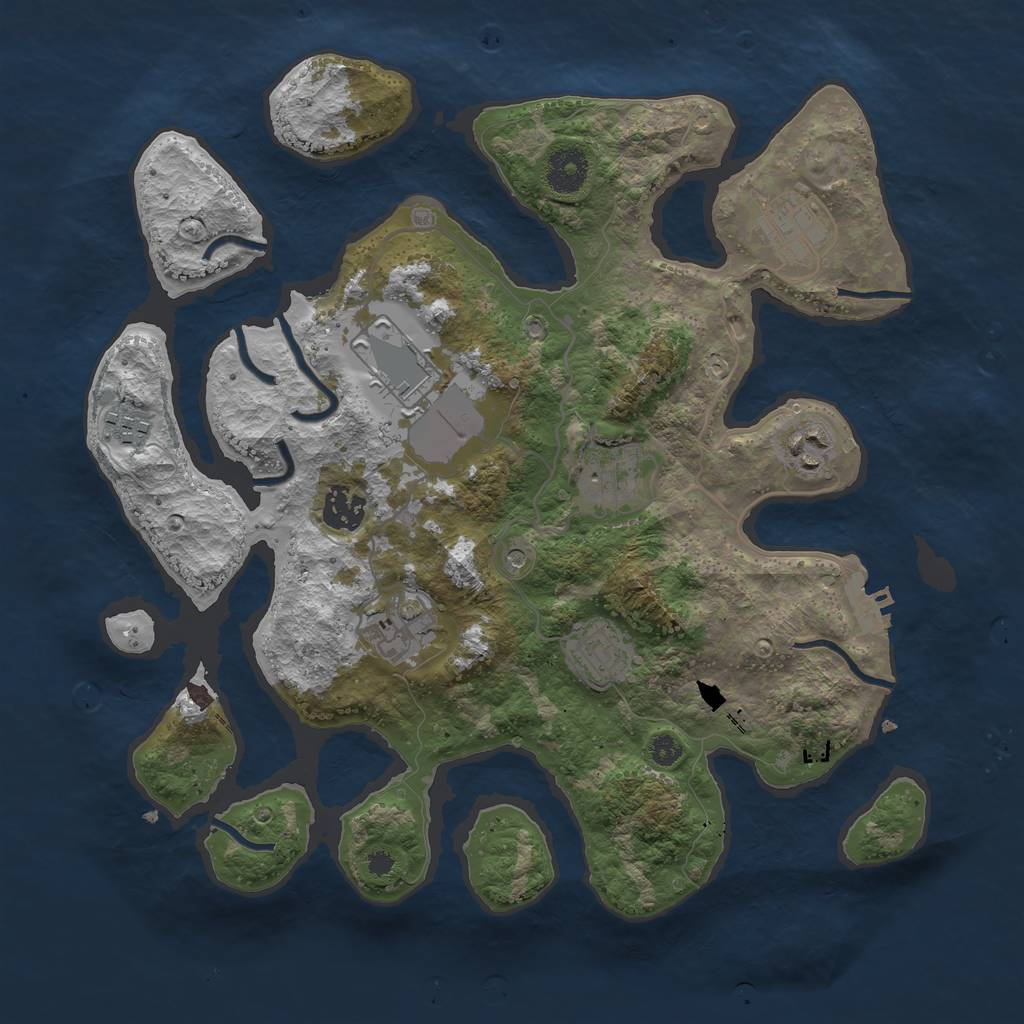 Rust Map: Procedural Map, Size: 3500, Seed: 55500, 12 Monuments