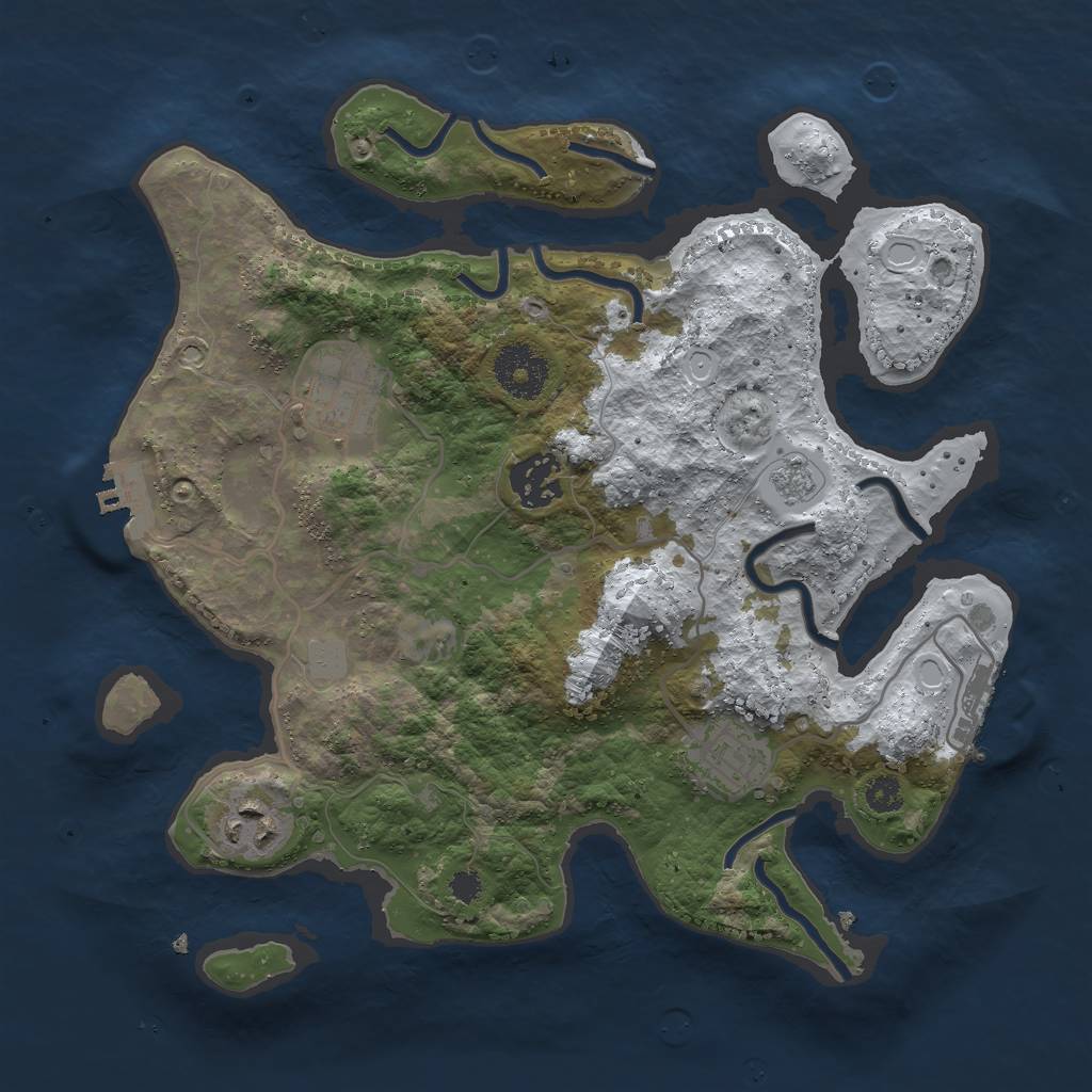 Rust Map: Procedural Map, Size: 3000, Seed: 453583, 12 Monuments