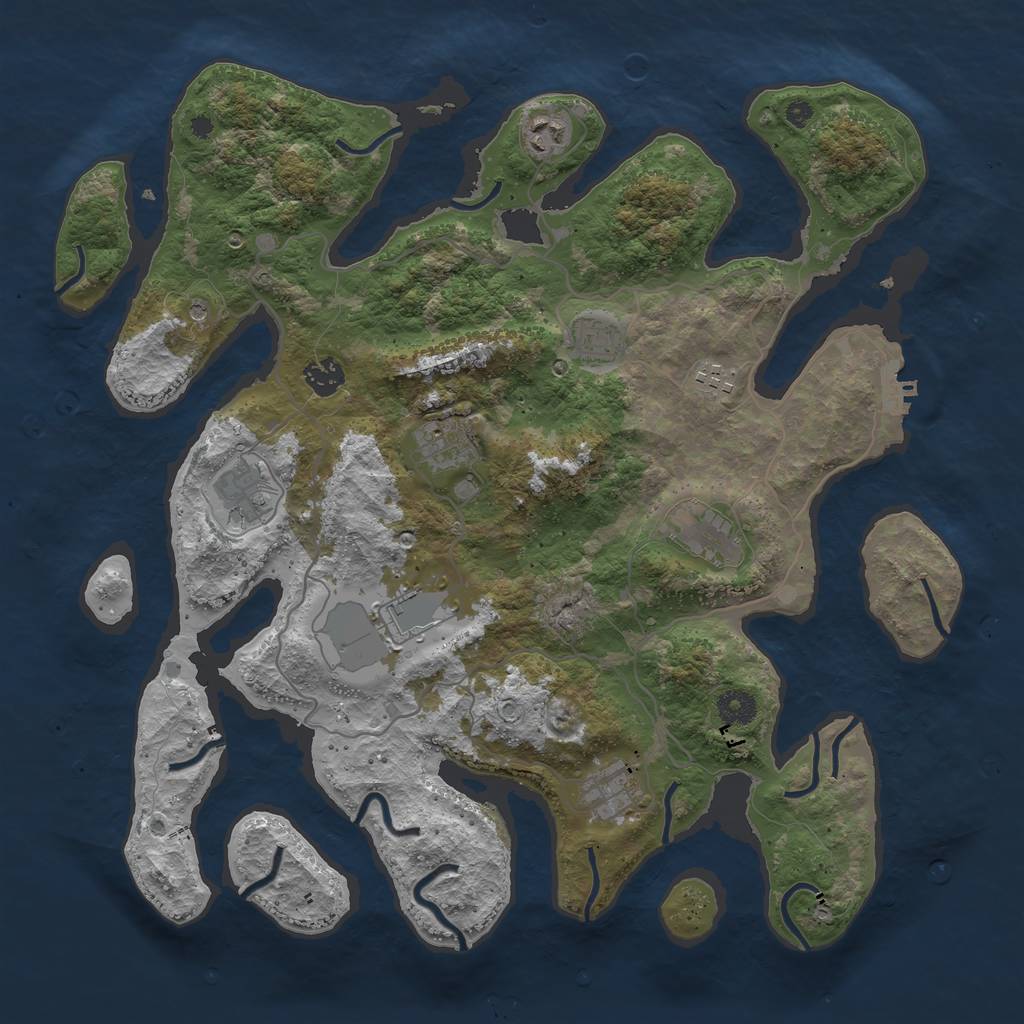Rust Map: Procedural Map, Size: 4000, Seed: 782757, 13 Monuments