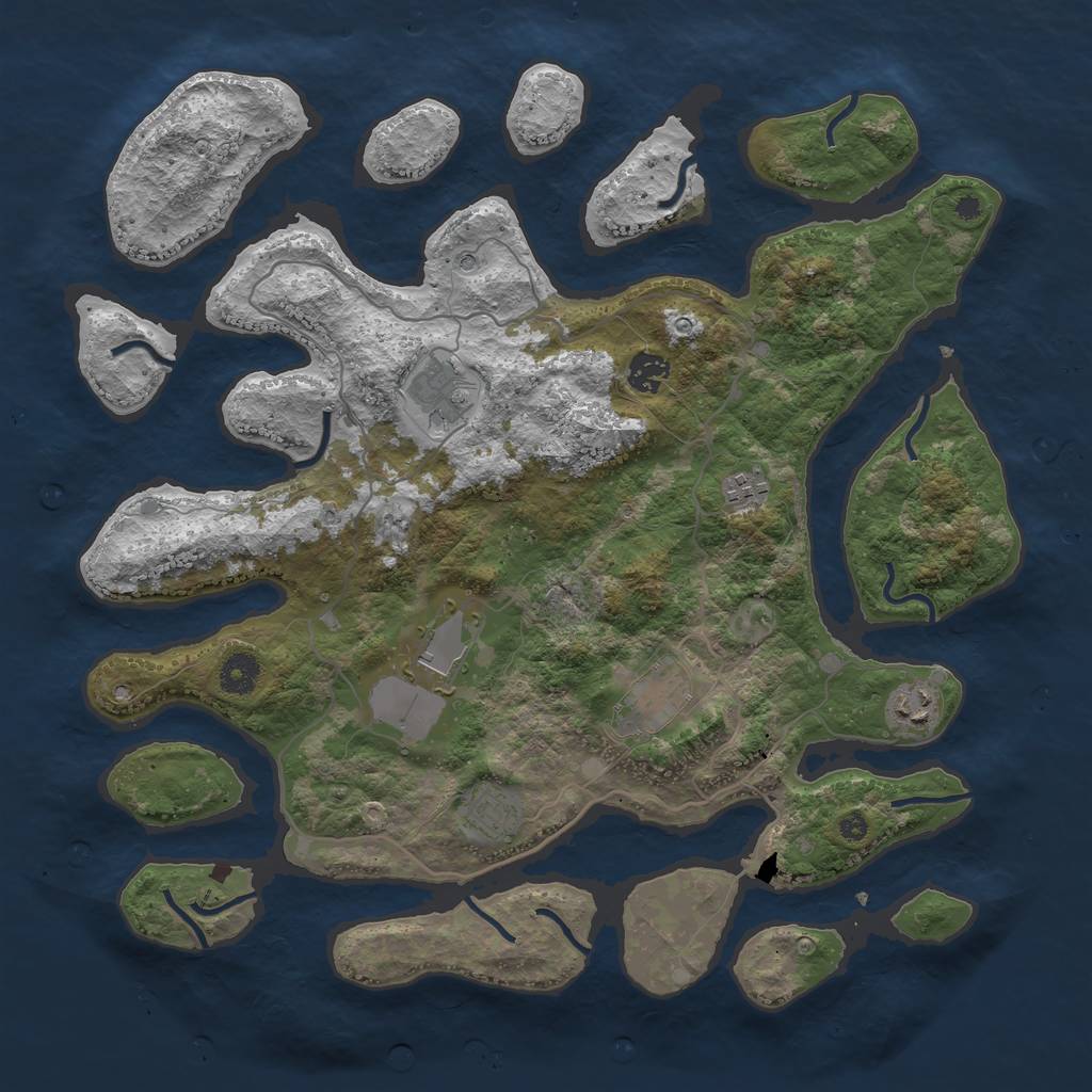Rust Map: Procedural Map, Size: 4000, Seed: 335425, 10 Monuments