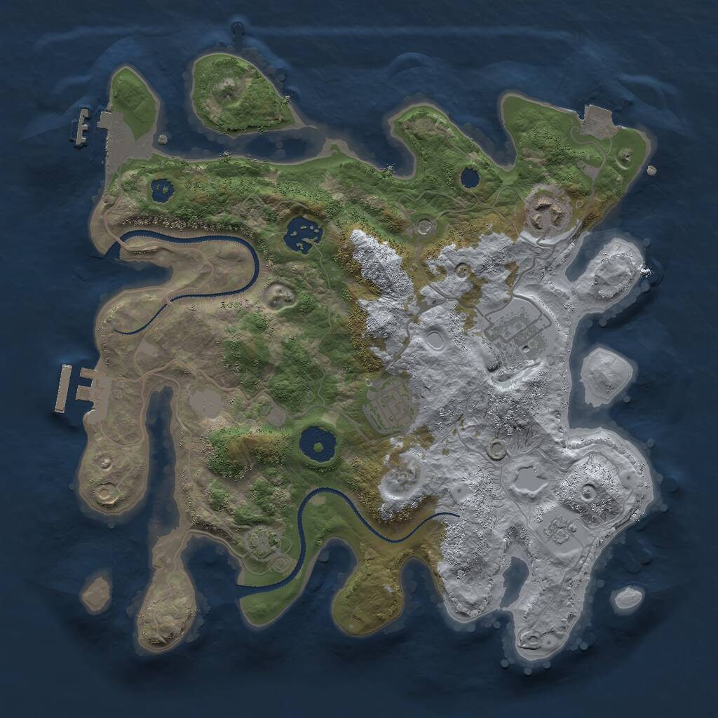 Rust Map: Procedural Map, Size: 3000, Seed: 694843060, 10 Monuments