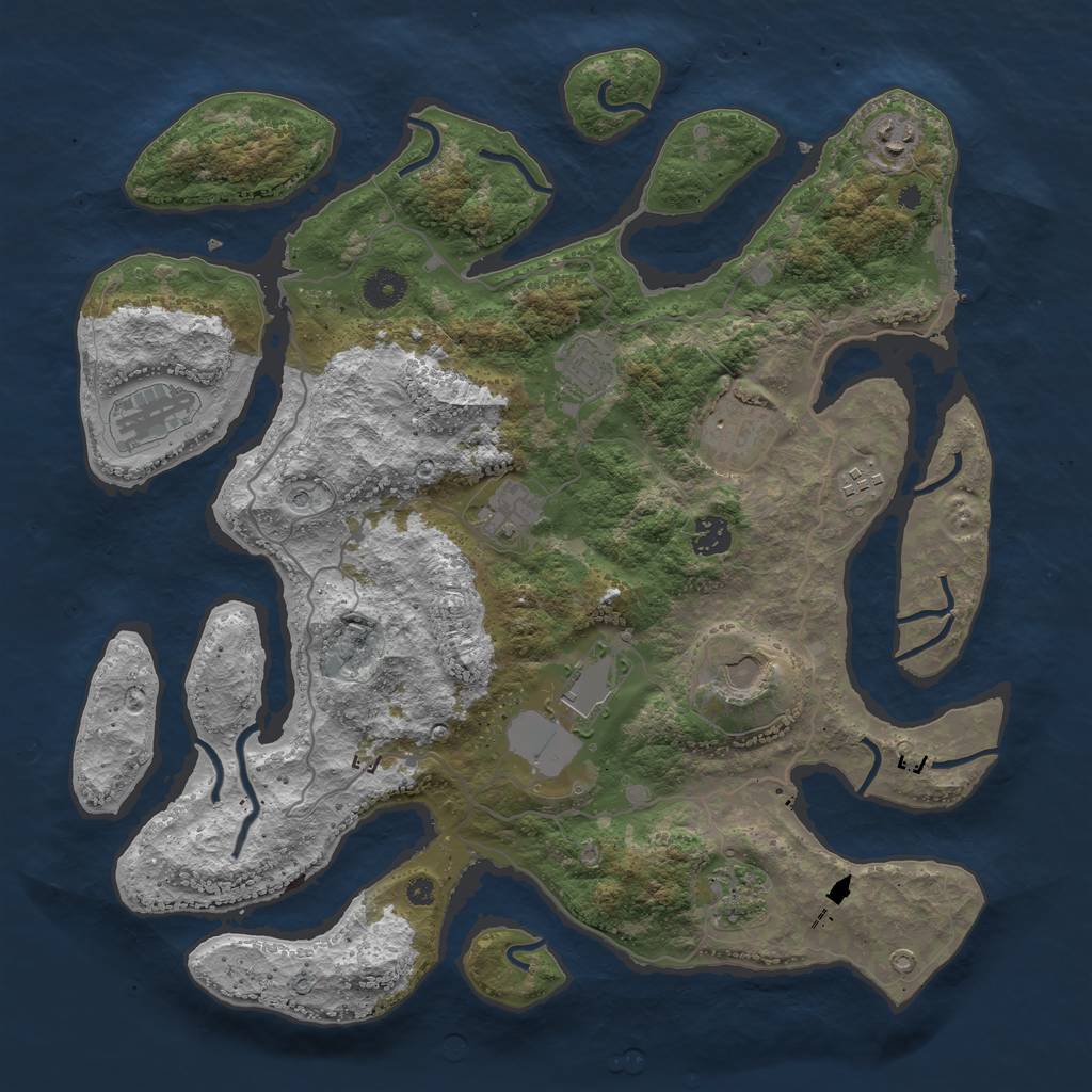 Rust Map: Procedural Map, Size: 4000, Seed: 582355, 14 Monuments