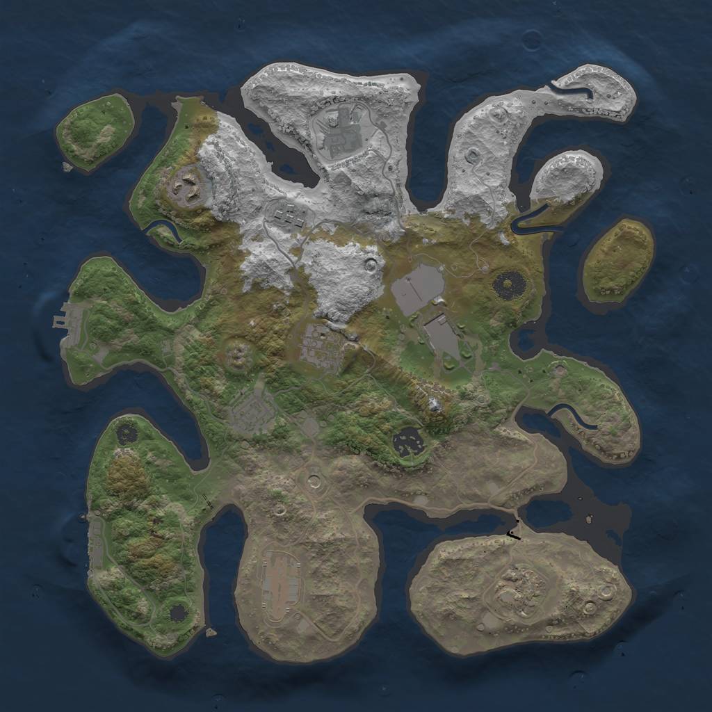 Rust Map: Procedural Map, Size: 3500, Seed: 13243455, 14 Monuments