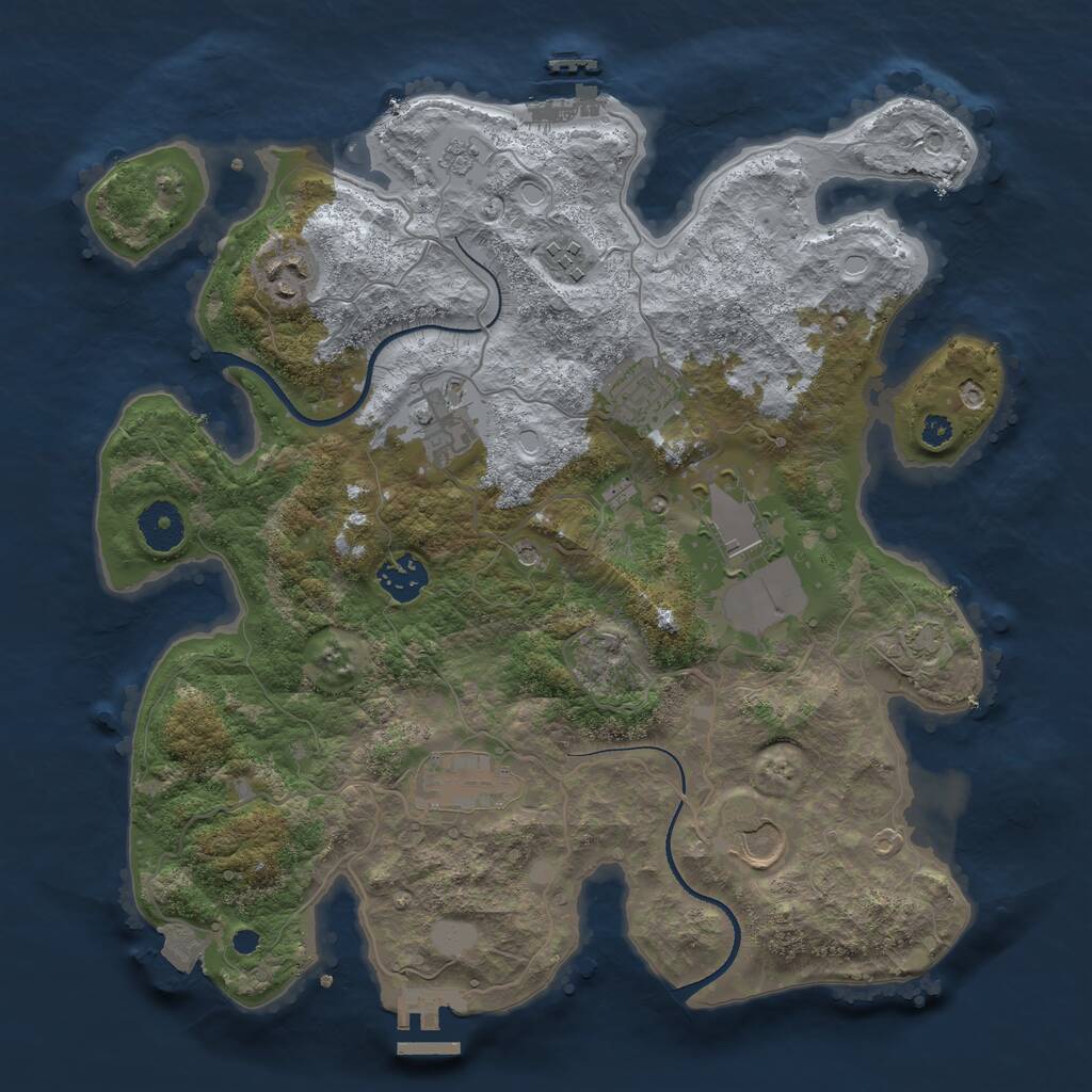 Rust Map: Procedural Map, Size: 3500, Seed: 13243455, 14 Monuments