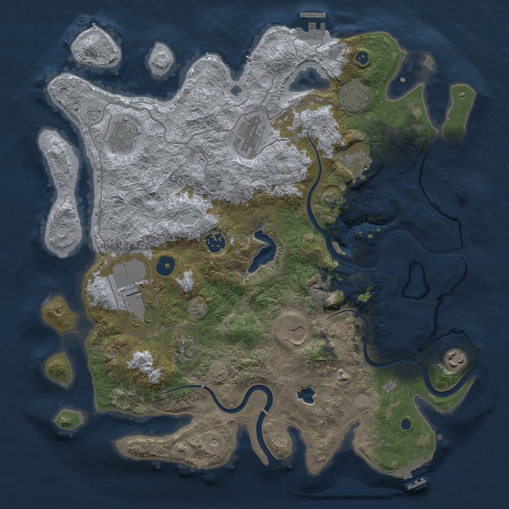 Rust Map: Procedural Map, Size: 4000, Seed: 310586, 16 Monuments