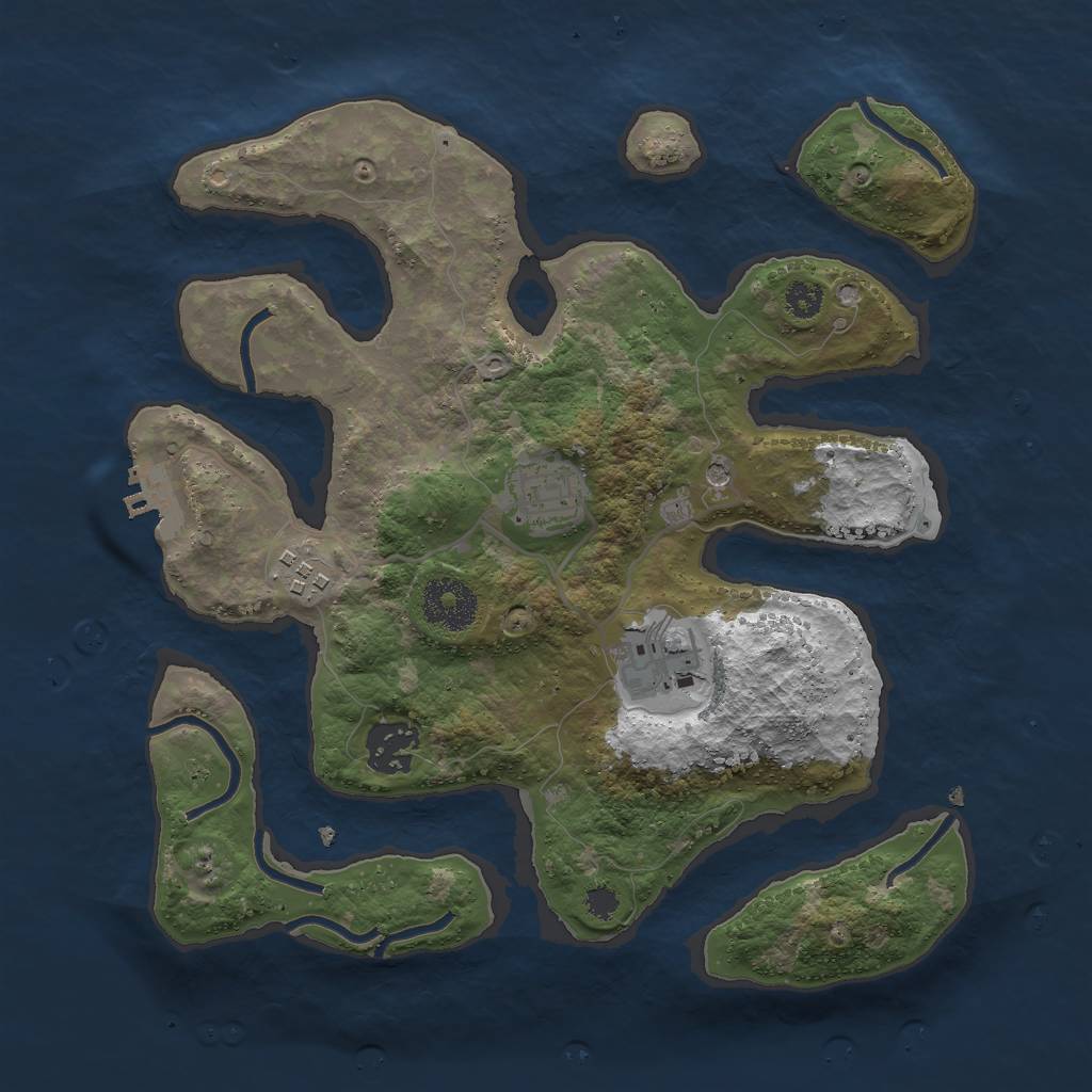 Rust Map: Procedural Map, Size: 3000, Seed: 1932, 8 Monuments