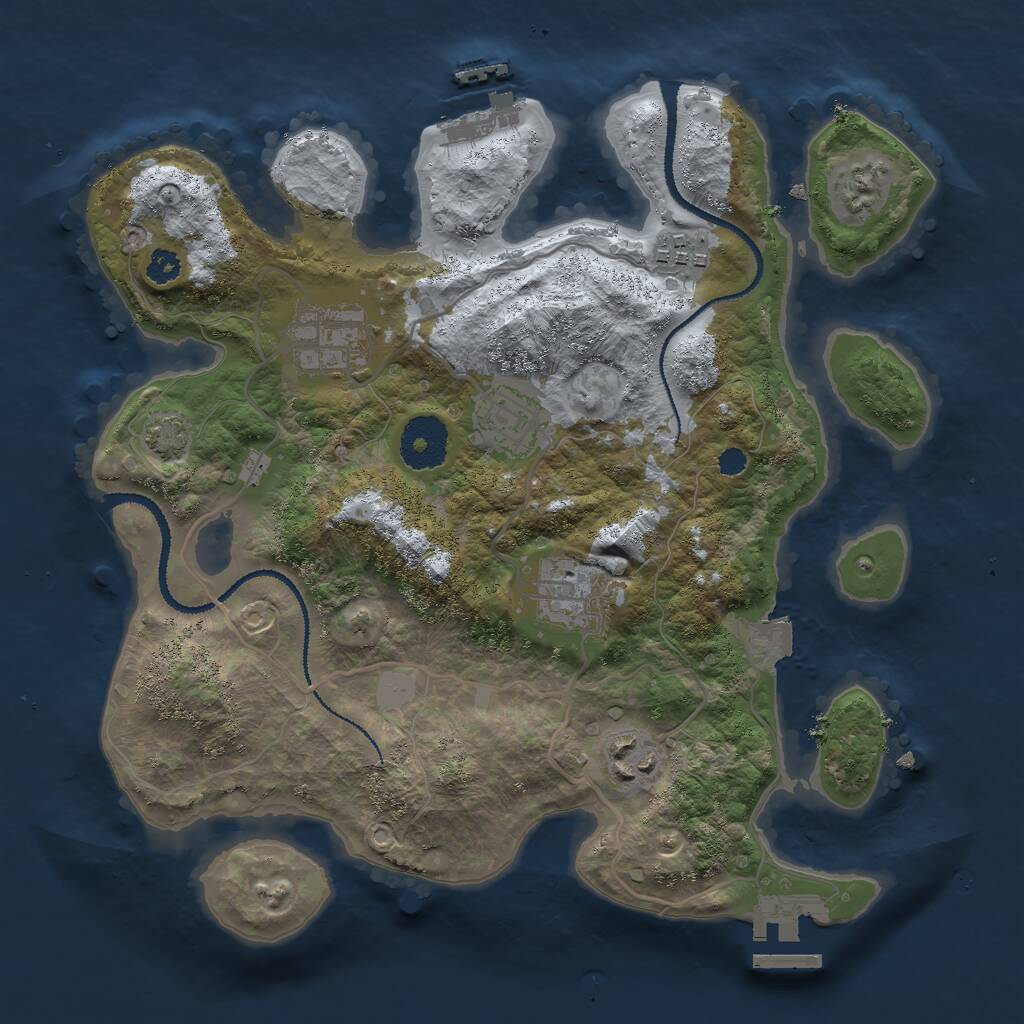 Rust Map: Procedural Map, Size: 3000, Seed: 101254516, 9 Monuments
