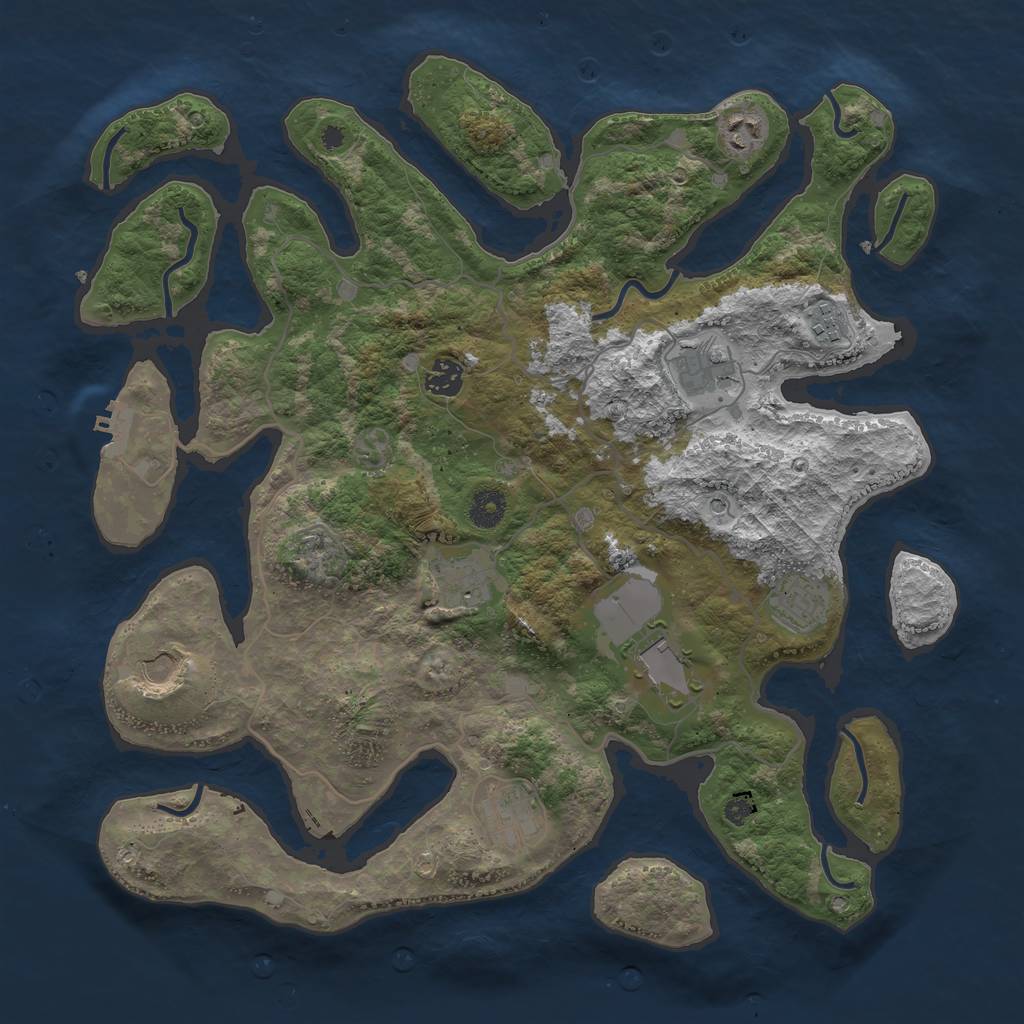 Rust Map: Procedural Map, Size: 4000, Seed: 406864147, 13 Monuments