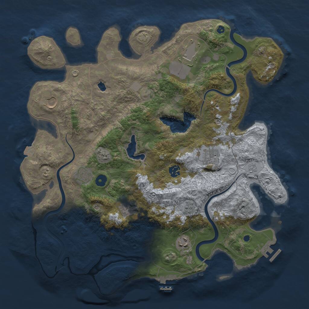 Rust Map: Procedural Map, Size: 4000, Seed: 214145, 14 Monuments