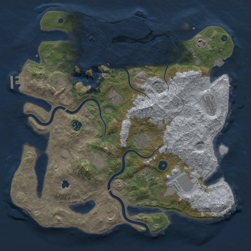Rust Map: Procedural Map, Size: 4000, Seed: 208455, 17 Monuments