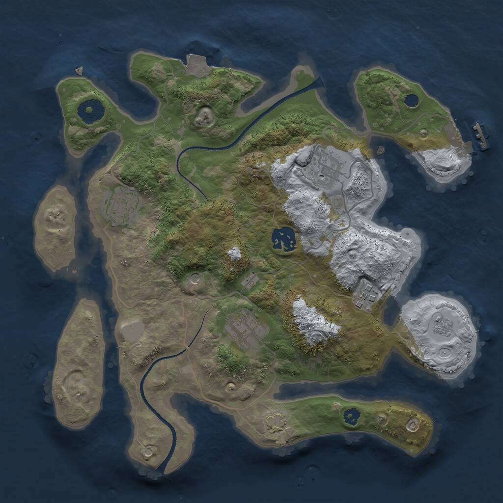 Rust Map: Procedural Map, Size: 3000, Seed: 43560, 10 Monuments