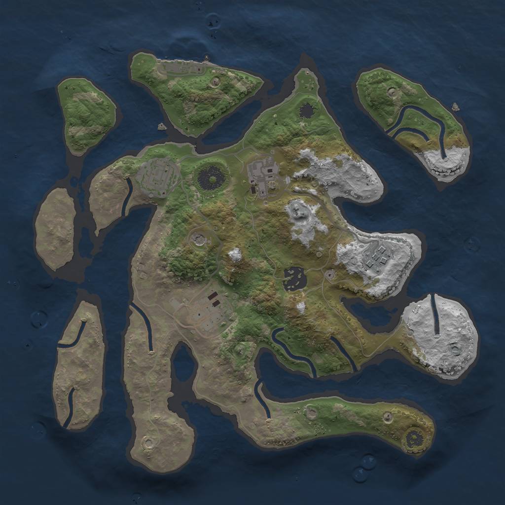 Rust Map: Procedural Map, Size: 3000, Seed: 43560, 9 Monuments