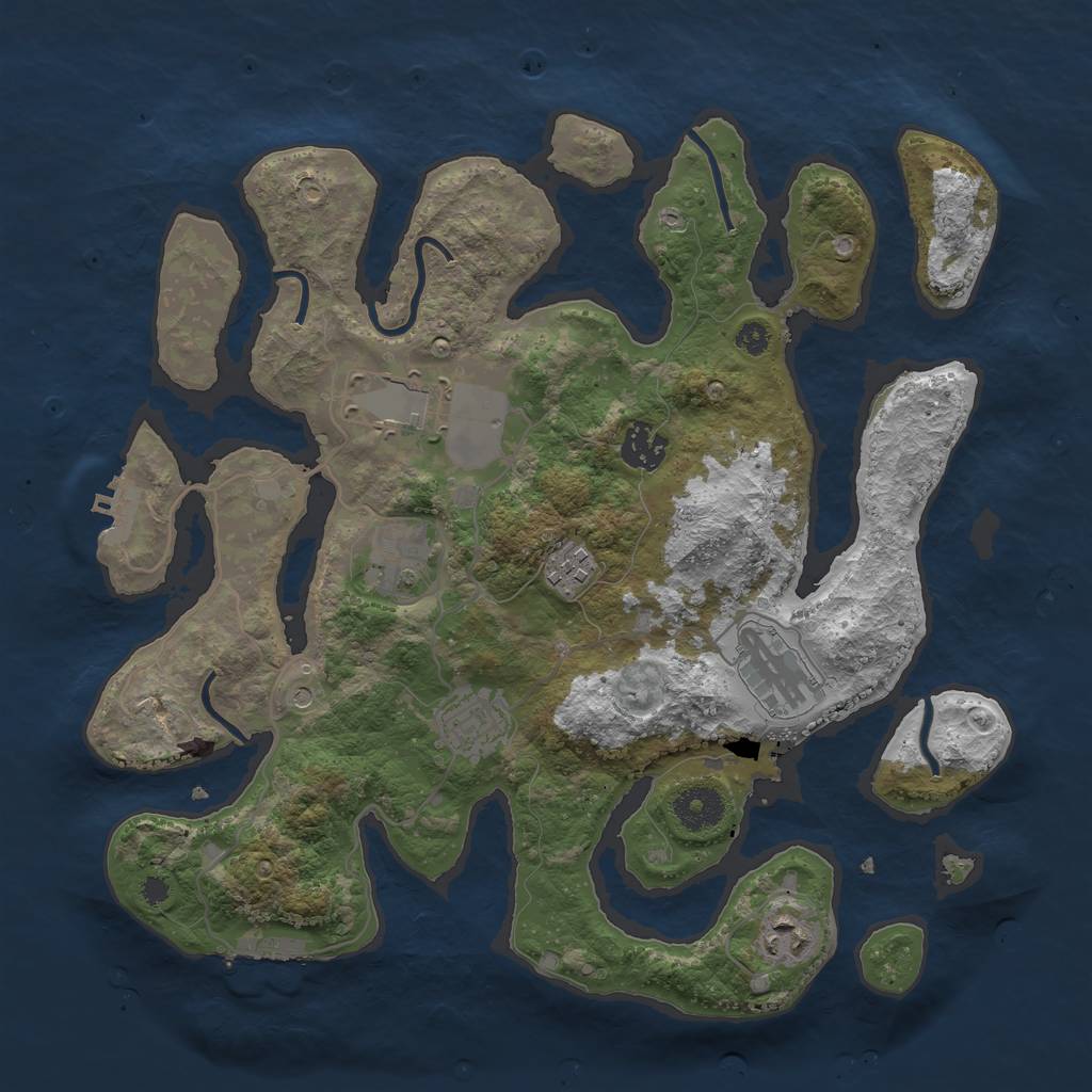 Rust Map: Procedural Map, Size: 3500, Seed: 6434, 12 Monuments