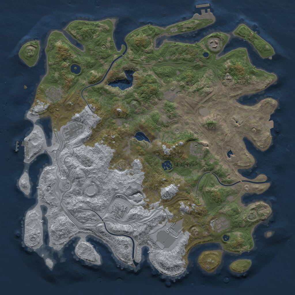 Rust Map: Procedural Map, Size: 4401, Seed: 1909, 16 Monuments