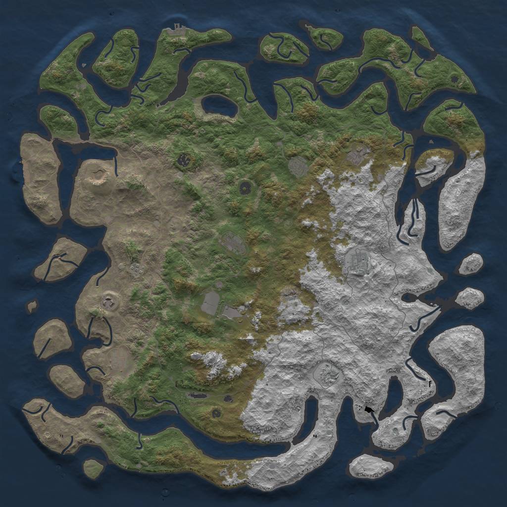 Rust Map: Procedural Map, Size: 6000, Seed: 48480, 16 Monuments