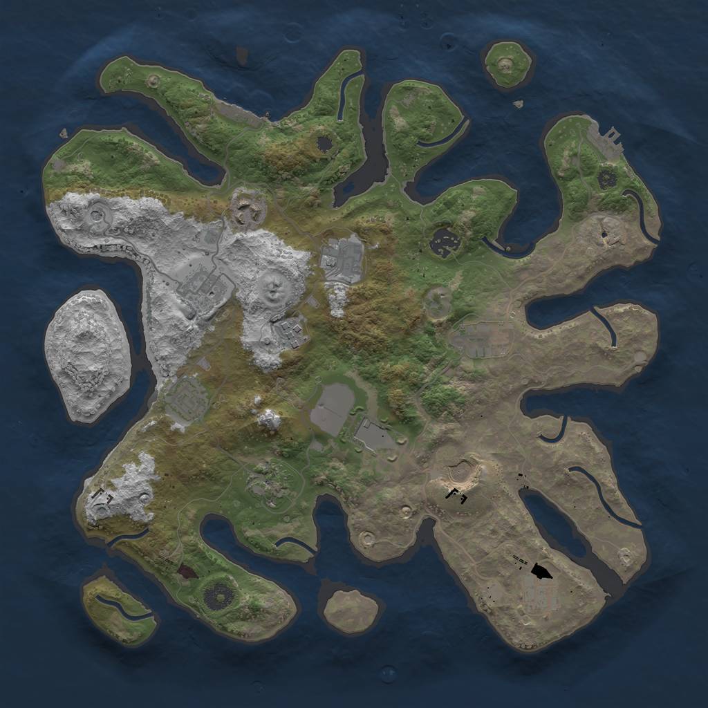 Rust Map: Procedural Map, Size: 3750, Seed: 1780087251, 16 Monuments