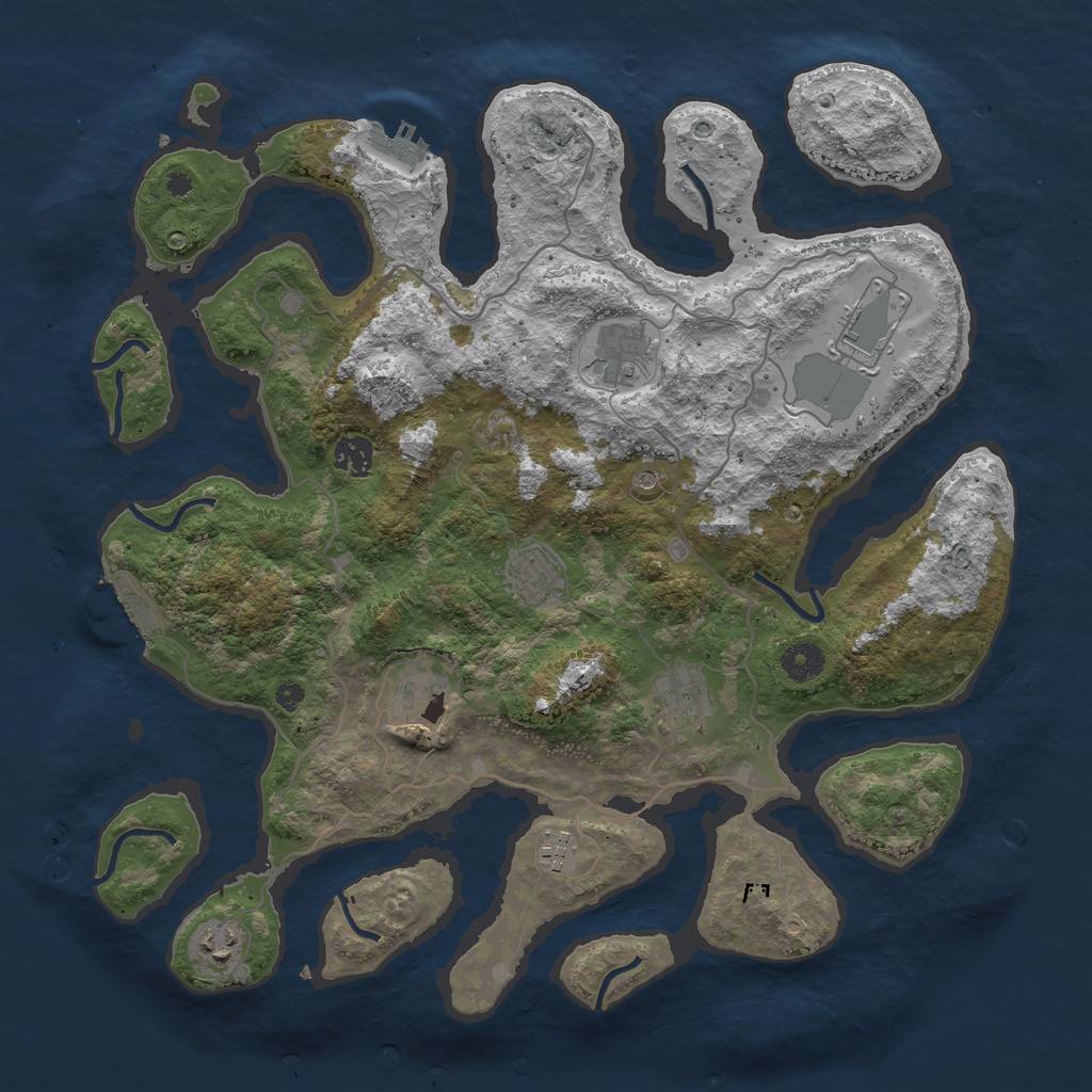 Rust Map: Procedural Map, Size: 4000, Seed: 911299, 13 Monuments