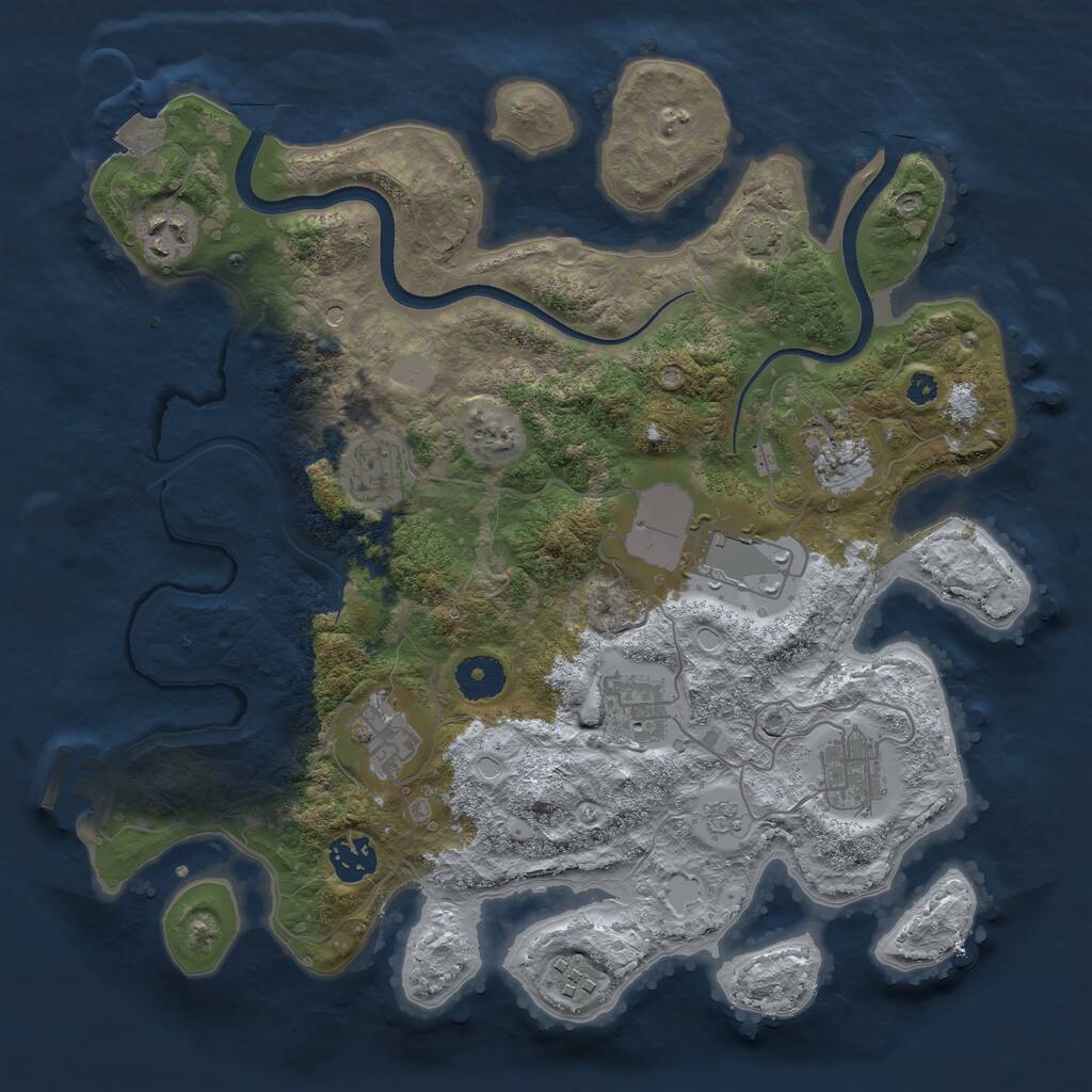 Rust Map: Procedural Map, Size: 3500, Seed: 3456783, 14 Monuments