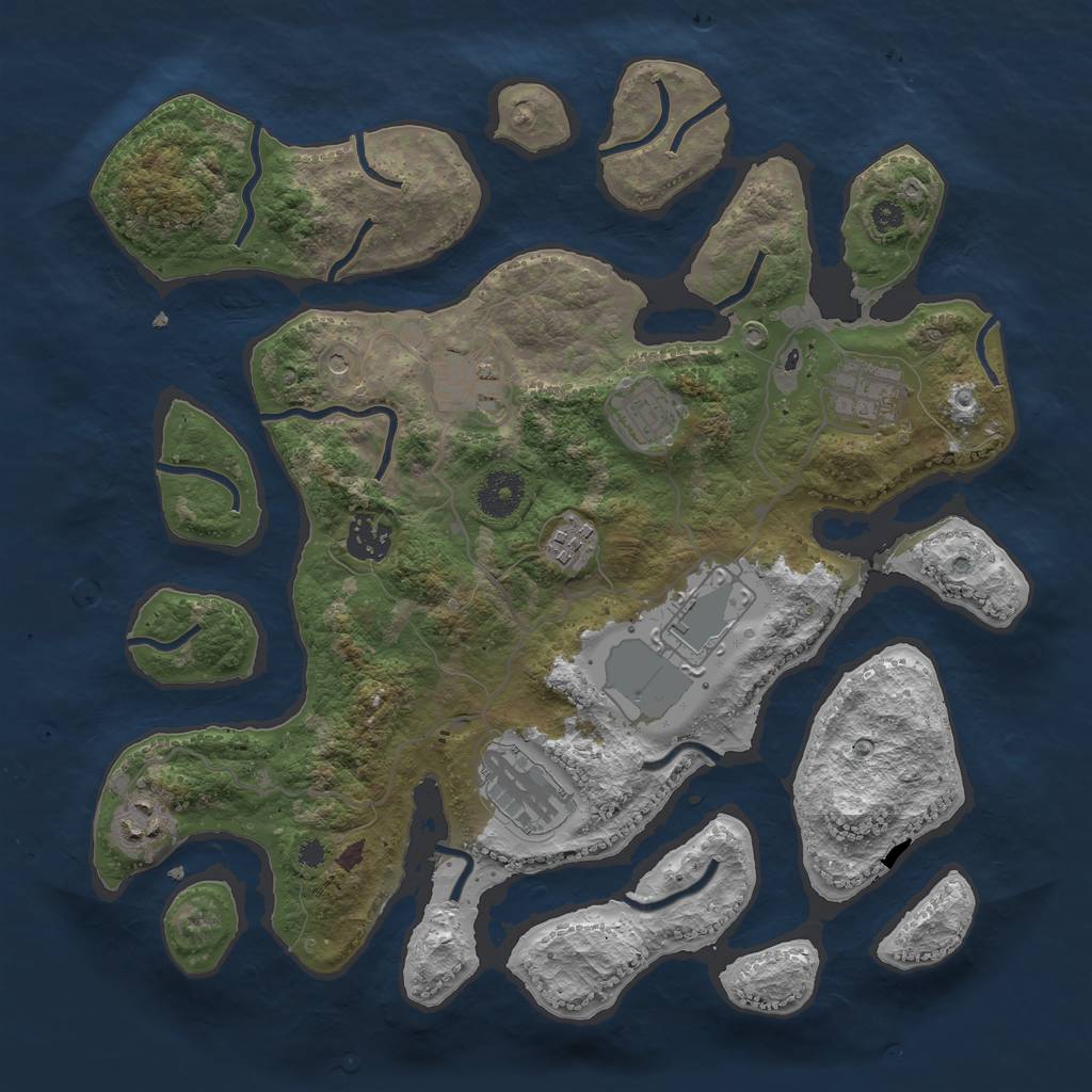 Rust Map: Procedural Map, Size: 3500, Seed: 3456783, 11 Monuments