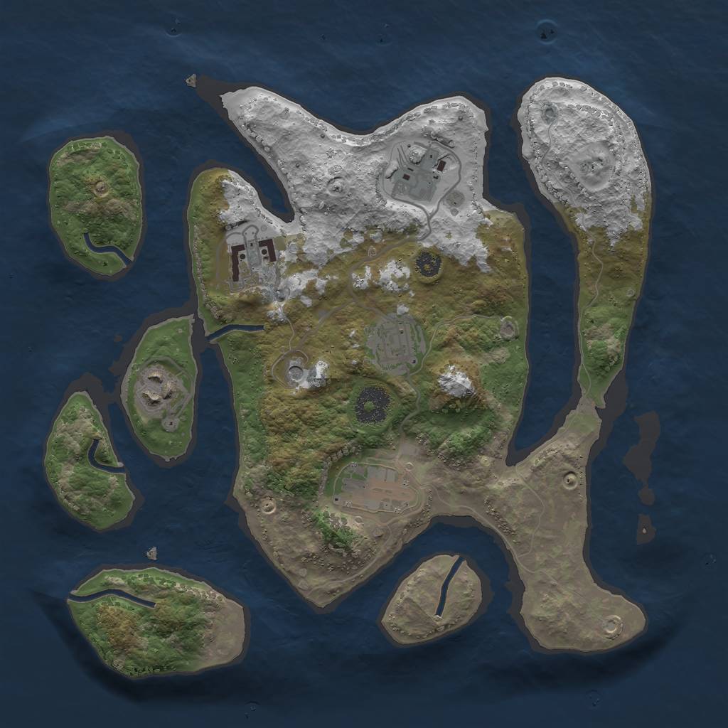 Rust Map: Procedural Map, Size: 3000, Seed: 429053614, 8 Monuments