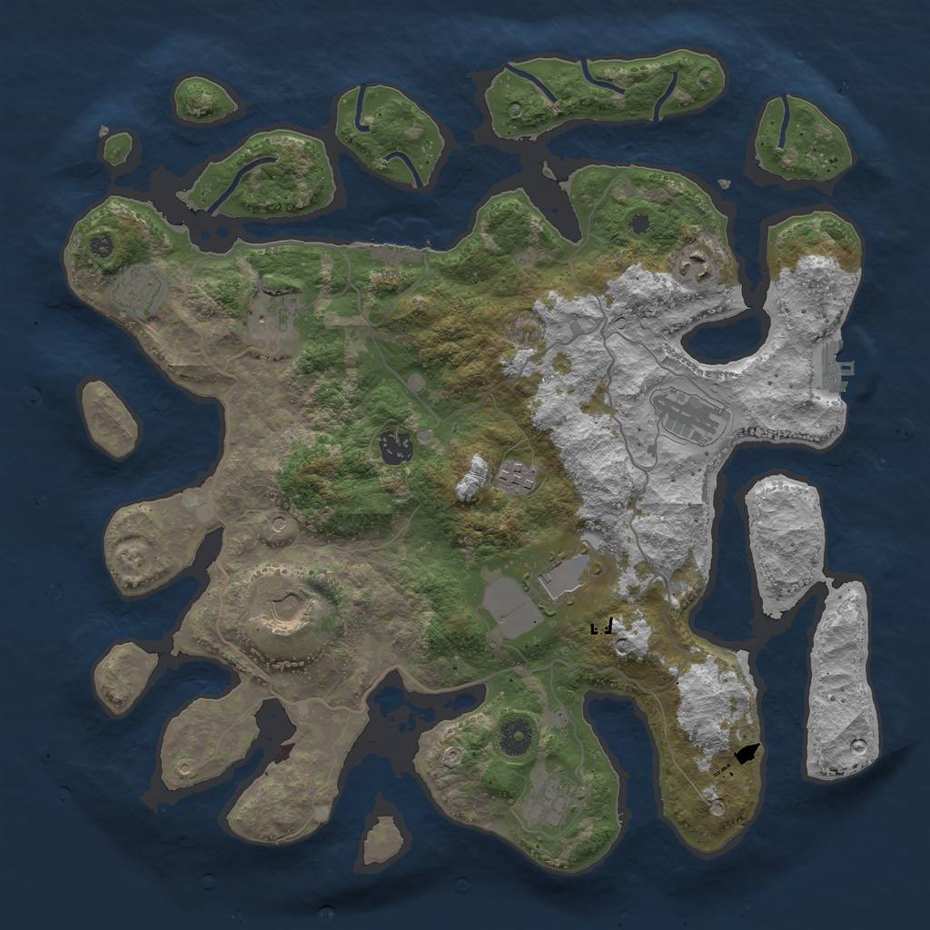 Rust Map: Procedural Map, Size: 4000, Seed: 654423, 14 Monuments