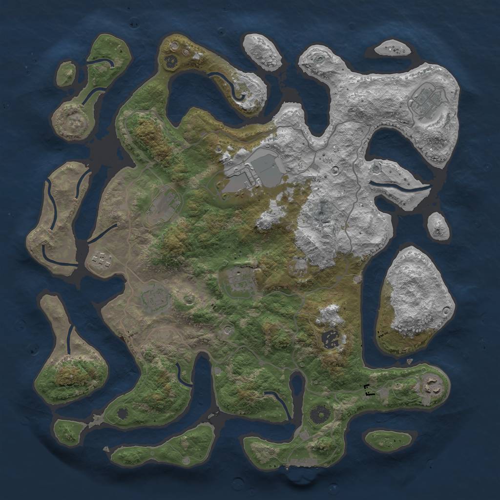 Rust Map: Procedural Map, Size: 4000, Seed: 2094425558, 12 Monuments