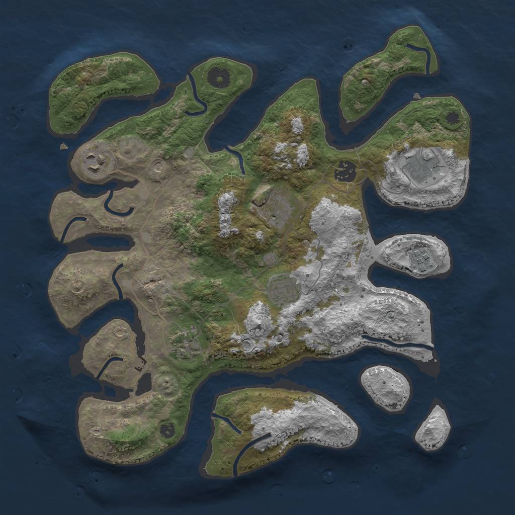 Rust Map: Procedural Map, Size: 3500, Seed: 4988945, 10 Monuments