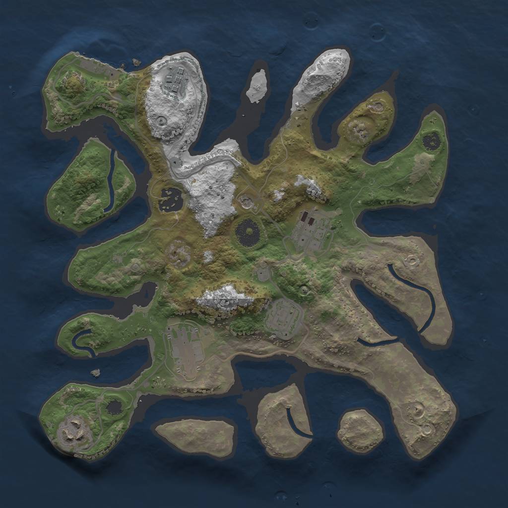 Rust Map: Procedural Map, Size: 3000, Seed: 194922, 10 Monuments