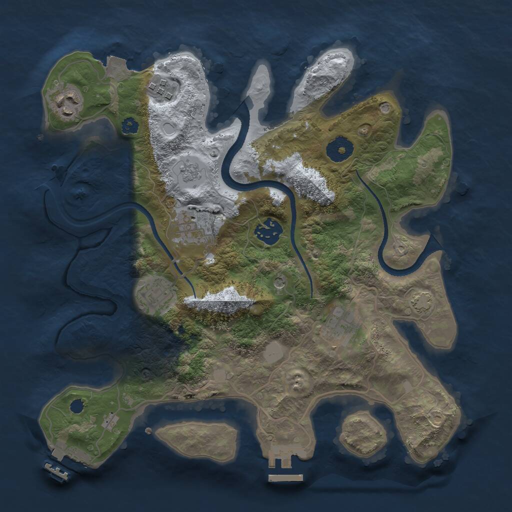 Rust Map: Procedural Map, Size: 3000, Seed: 194922, 12 Monuments