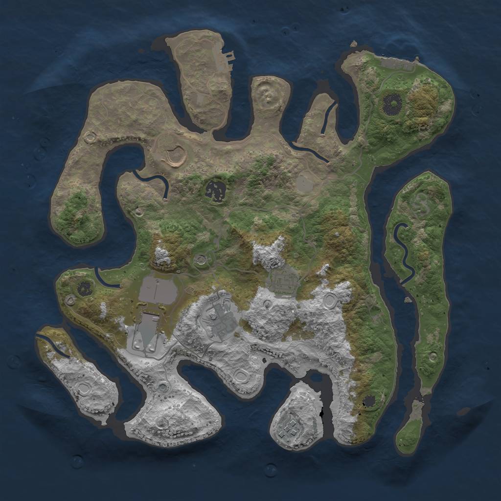 Rust Map: Procedural Map, Size: 3500, Seed: 329500972, 14 Monuments