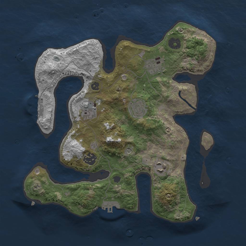 Rust Map: Procedural Map, Size: 3000, Seed: 894858, 10 Monuments