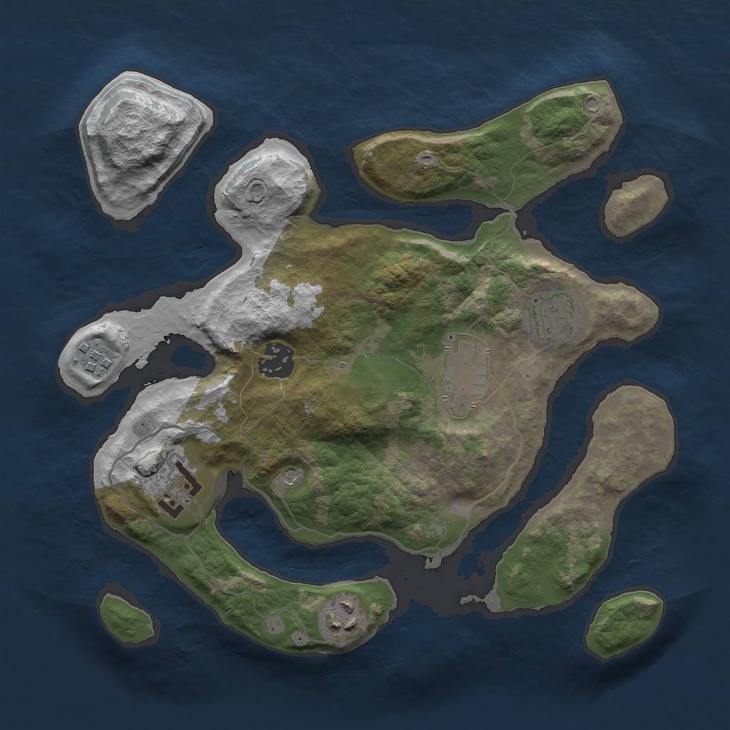 Rust Map: Barren, Size: 3000, Seed: 1150575443, 9 Monuments