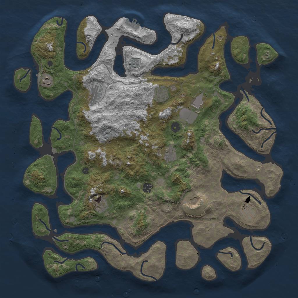 Rust Map: Procedural Map, Size: 4500, Seed: 883794831, 14 Monuments