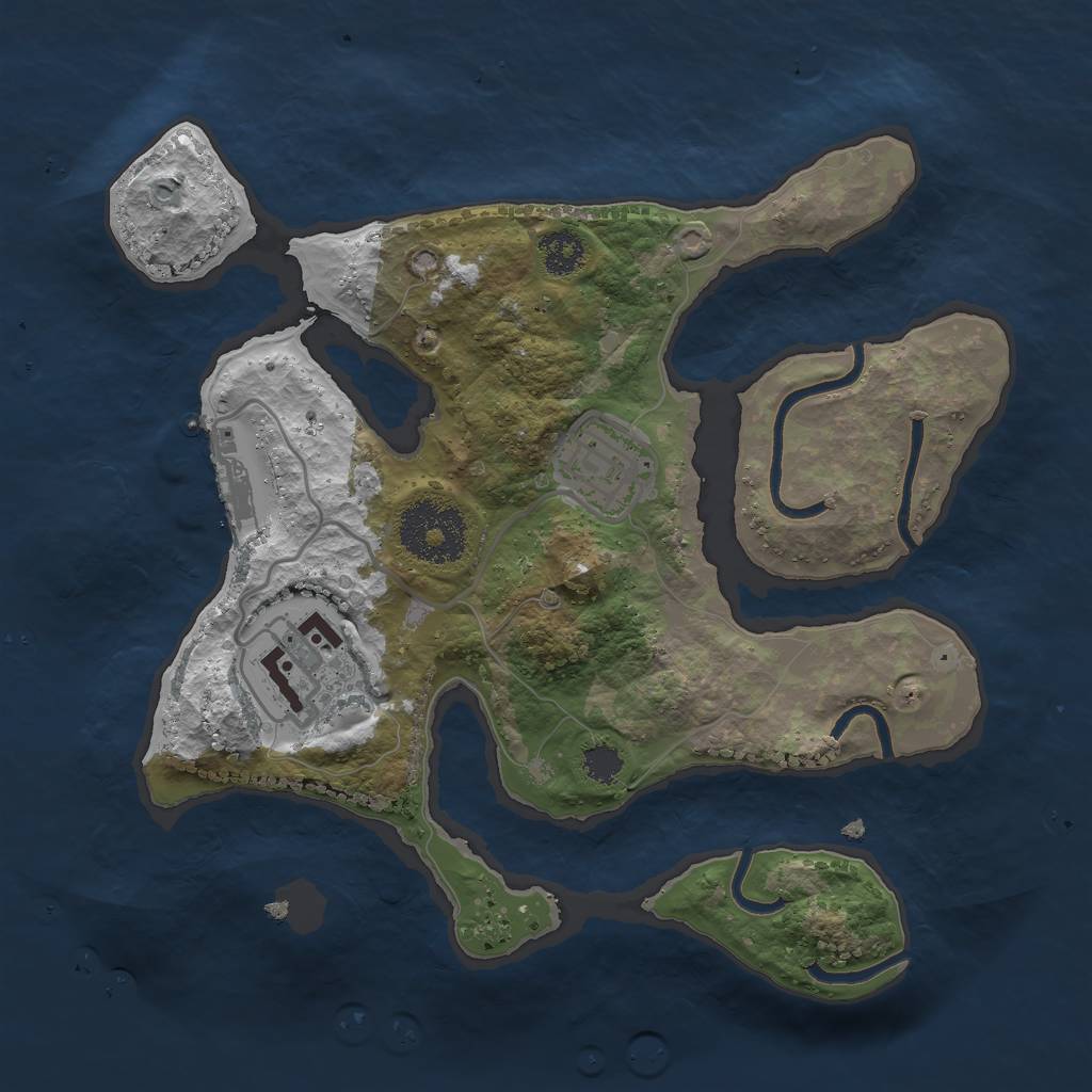 Rust Map: Procedural Map, Size: 2500, Seed: 99867676, 5 Monuments