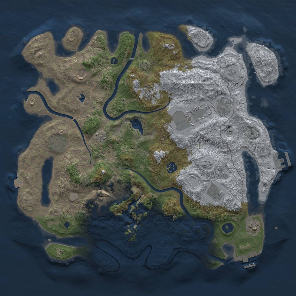 Rust Map: Procedural Map, Size: 4096, Seed: 48377812, 16 Monuments