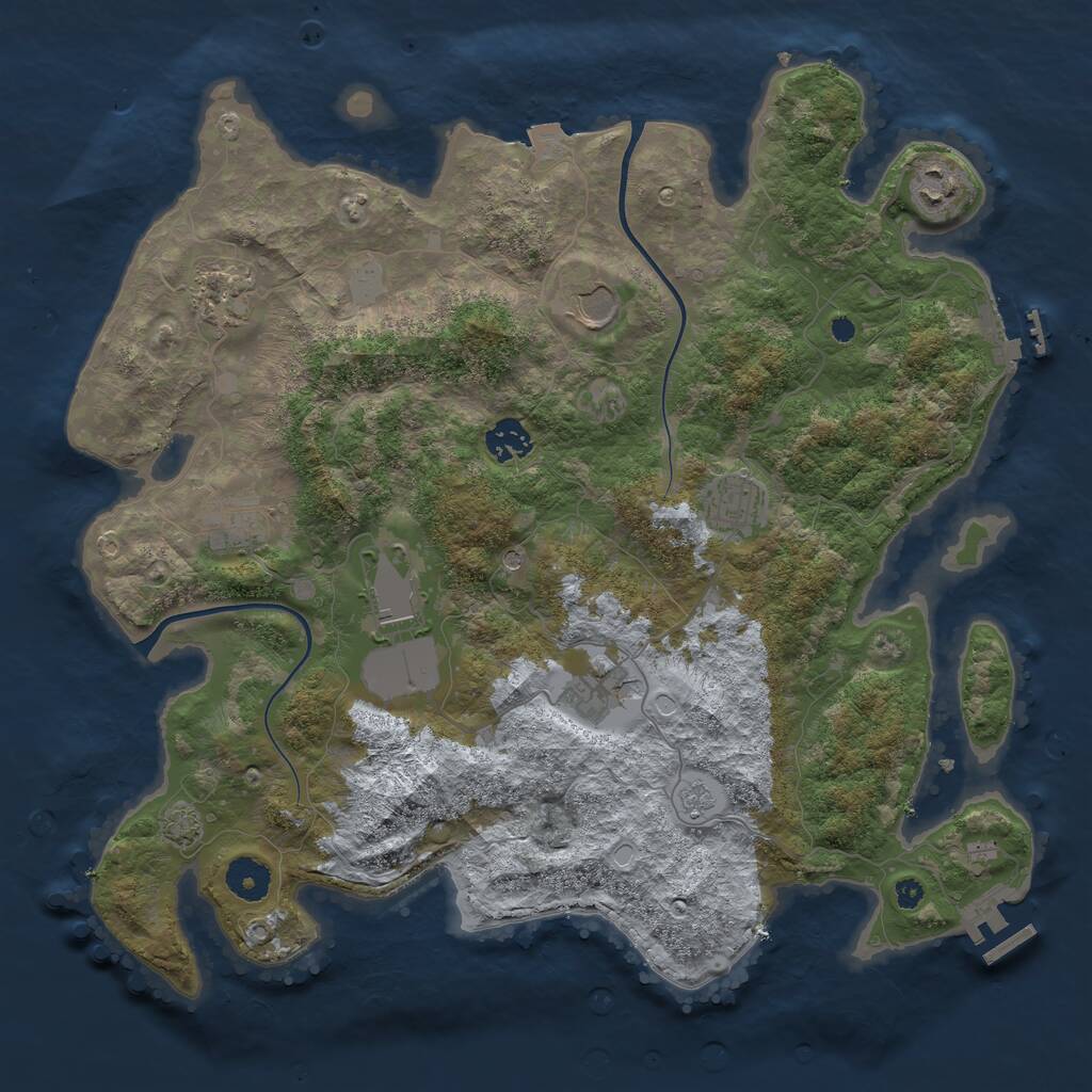 Rust Map: Procedural Map, Size: 3751, Seed: 1124398413, 14 Monuments