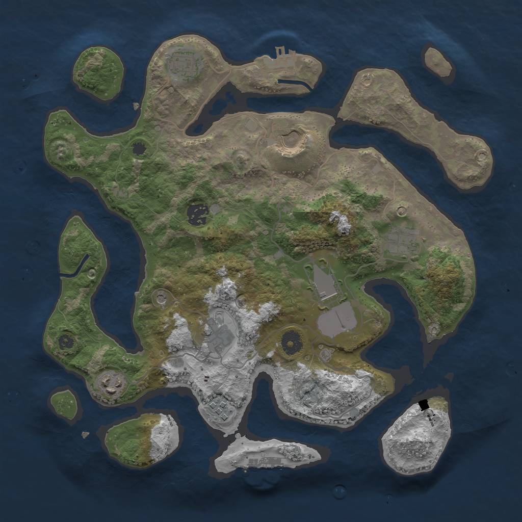 Rust Map: Procedural Map, Size: 3500, Seed: 1430911312, 13 Monuments