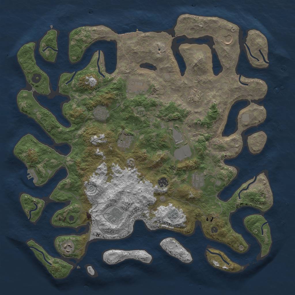 Rust Map: Procedural Map, Size: 4500, Seed: 368984544, 19 Monuments