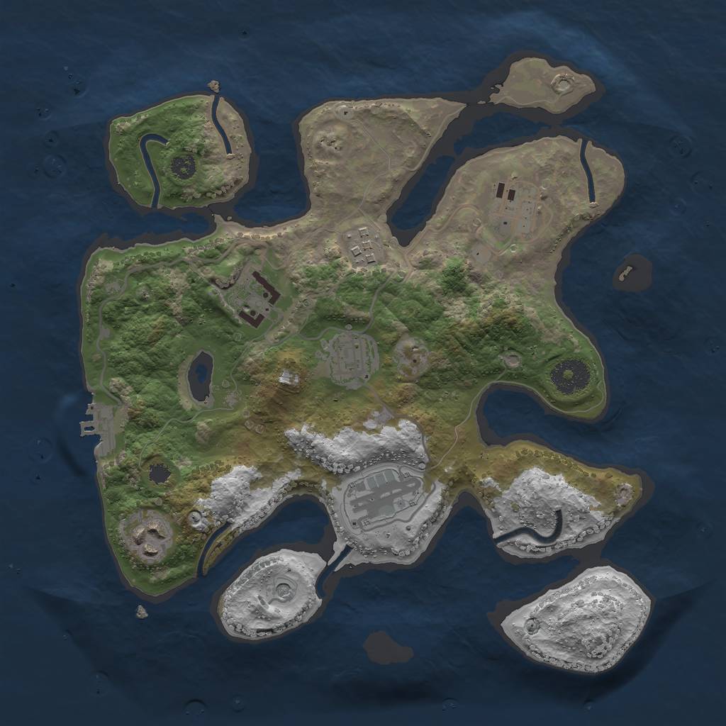 Rust Map: Procedural Map, Size: 3000, Seed: 450052317, 10 Monuments