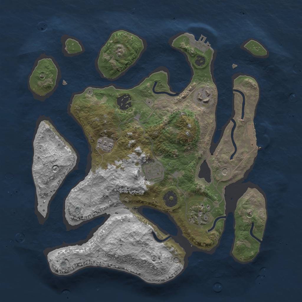 Rust Map: Procedural Map, Size: 3000, Seed: 38660782, 10 Monuments