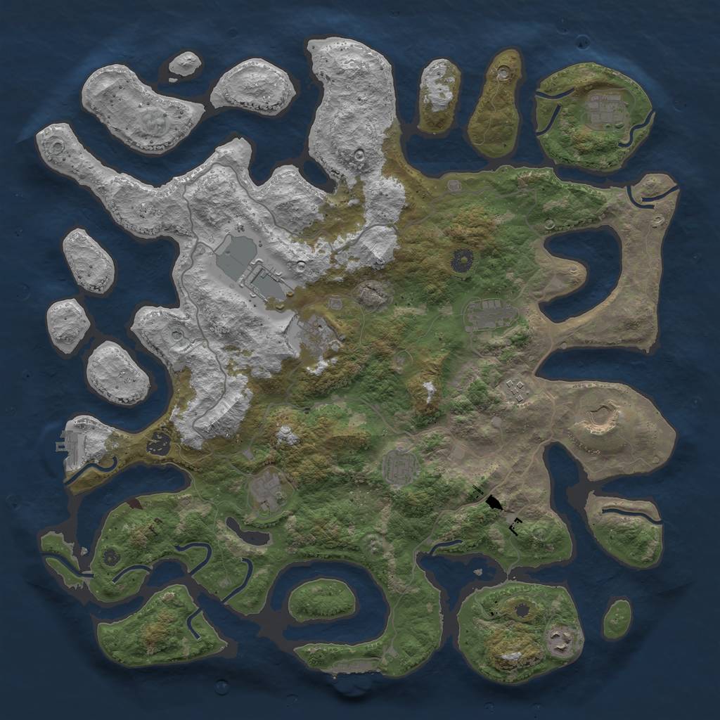 Rust Map: Procedural Map, Size: 4500, Seed: 9105846, 15 Monuments