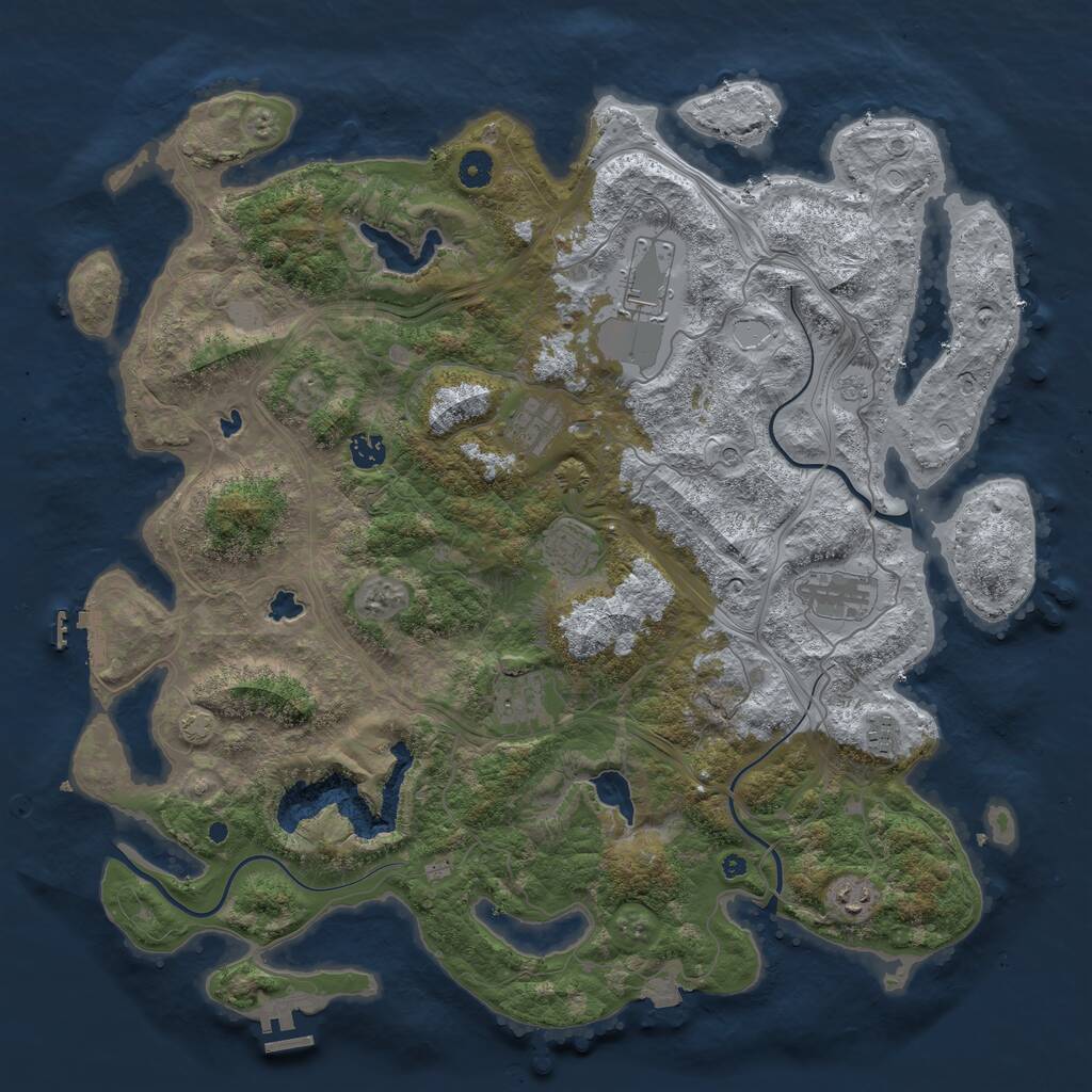 Rust Map: Procedural Map, Size: 4500, Seed: 1804496391, 14 Monuments