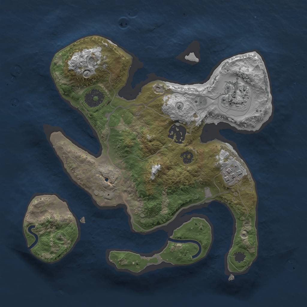 Rust Map: Procedural Map, Size: 2500, Seed: 1139945436, 5 Monuments